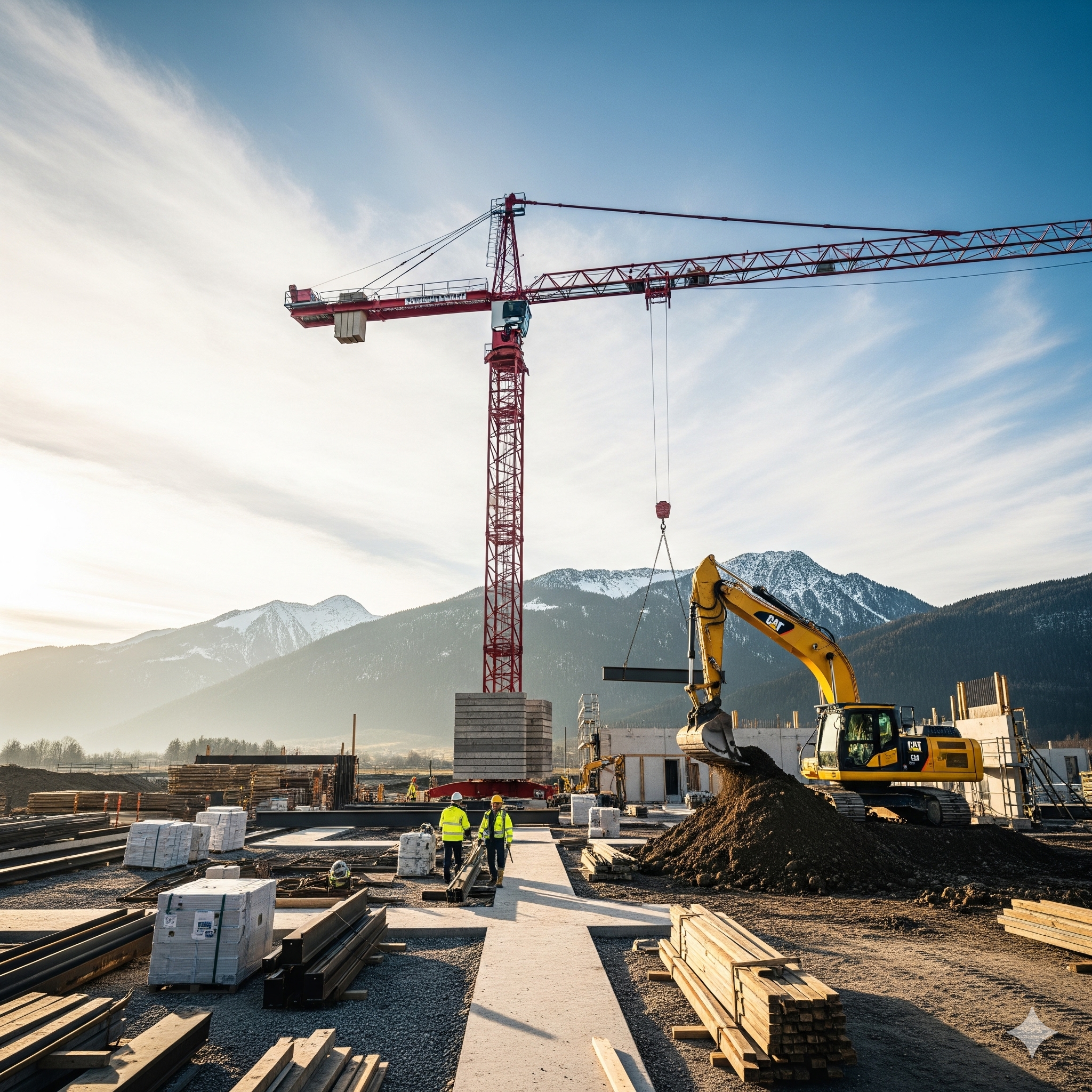 perator hybrydowy na budowie w Niemczech obsługujący żuraw wieżowy i koparkę gąsienicową – praca bezpośrednio u pracodawcy